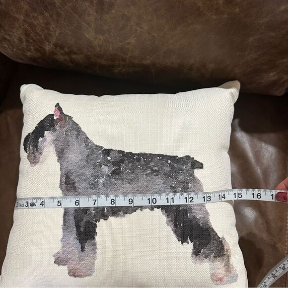NEW Olive & Cocoa Watercolor Schnauzer Square Accent Decor Pillow - Picture 5 of 7